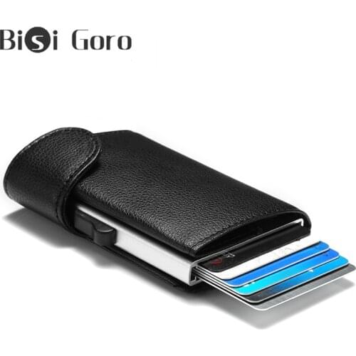 BISI GORO RFID Blocking Card Case Aluminum Box Card Holder ID Case Minimalist 2020 New Pop Up Wallet Protector Safety Purse