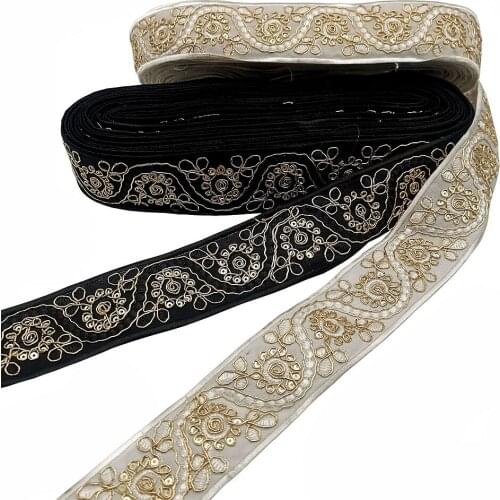10yards/lot Sequin Golden/Silver Lace Ribbon Shiny Trims Fabric Wedding Headdress DIY Sewing Accessories Garment Embellishment