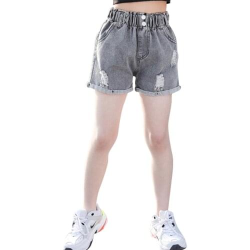 Jeans Girl Cuffs Girl Jeans Kids Hole Trousers For Children Casual Style Childrens Clothing Summer