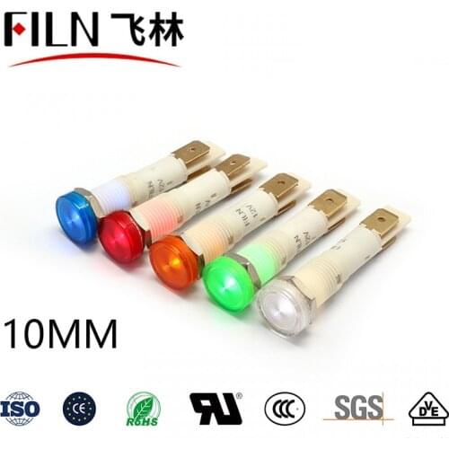 FILN thread hot sale plastic 10mm led indicator light red yellow blue green white pilot lamp signal light