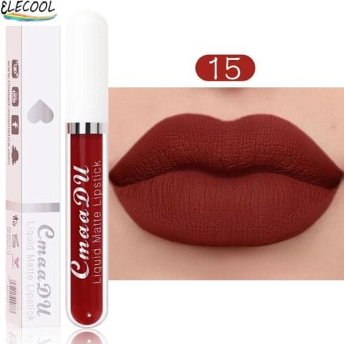 ELECOOL 18 Colors Lipstick Waterproof Long Lasting Matte Mental Beauty Lip Gloss Beauty Red Tint New Lip Makeup Cosmetics Tools