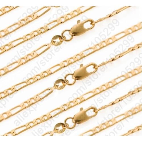 Nice 10PCS GF Figaro Necklace 18-26" Yellow Gold Filled Chain With Lobster Clasps Man Body Jewelry Accessoies Nice