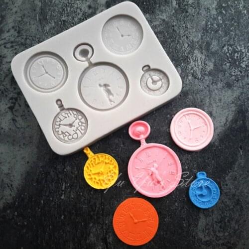 Pocket Watch Silicone Mold Sugarcraft Cookie Cupcake Chocolate Baking Mold Fondant Cake Decorating Tools