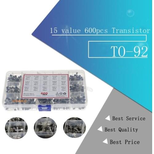 15 value 600pcs Transistor TO-92 Box Kit A1015 A733 C945 C1815 S8050 S8550 S9012 S9013 S9014 S9015 2N3904 2N3906 2N5401 2N5551