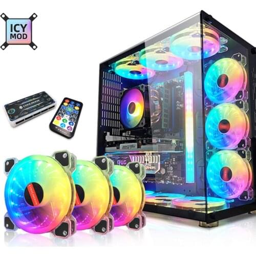 Transperant RGB Fan 12CM PC Cooler 120MM Music Rhythm Colorful Chassis Silent Fan Kit Control Water Cooler For MOD A-RGB AURA