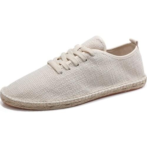 New National Wind Mens Shoes Handmade Linen Shoes Wild Casual Shoes Summer Breathable Fisherman Hemp Mens Flats uik90