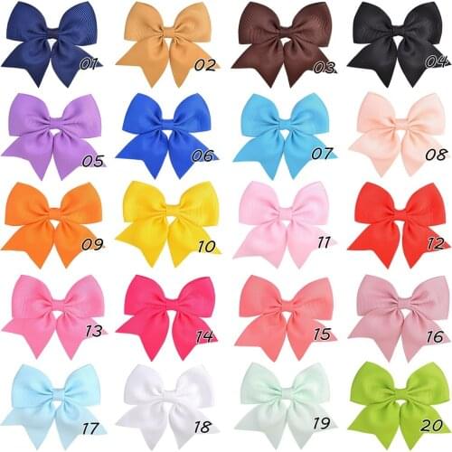 100pc/lot New 3.5" Pinwheel Hair Bows With Clips For Girls Kids Princess Solid Grossgrain Ribbon Bows Hairpin Hair Accessories