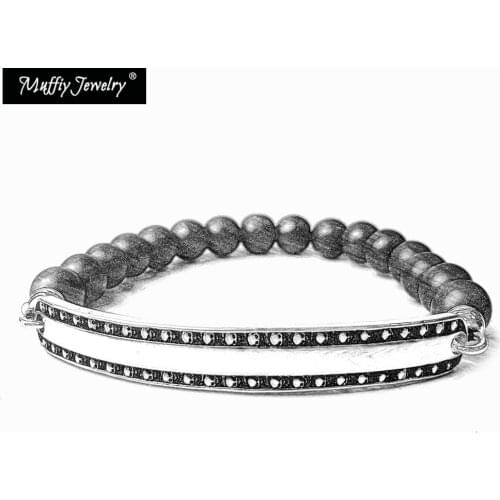 Obsidian Mat & Silver Skulls Bridge Bracelet,2018 Heart Fashion Gift In 925 Sterling Silver,Europe Fashion Gift for Men Women