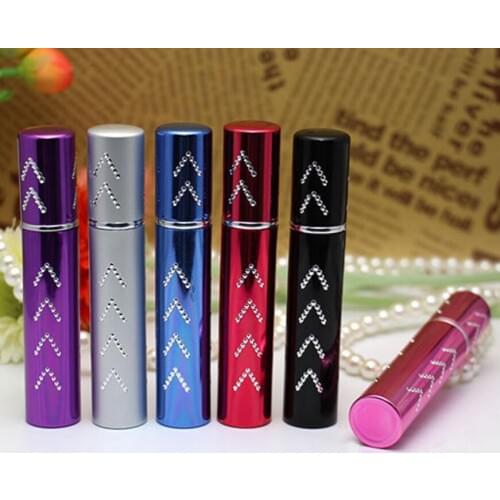 Wholesale 8ml Empty Engraved Design Refillable Anodized Aluminum Glass Perfume Bottle For Travel