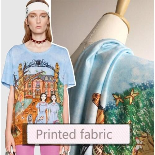 146 cm wide printed knitted apparel fabric meter brand printed knitted fabric dress handmade DIY fabric wholesale cloth