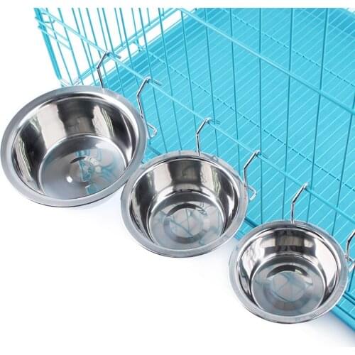 S M L Dog Bowl Food Water Drinking Cage Cup Hanger Food Water Bowl For Pet Feeding Tools Large Size Cat Puppy Eating Bowl