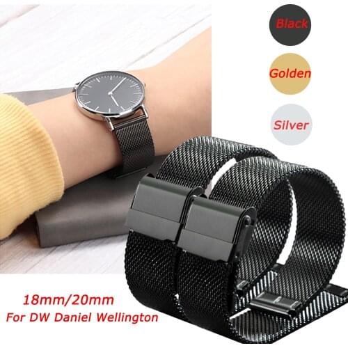 Gosear Mesh Stainless Steel Watch Band Strap Wristband for DW Daniel Wellington 18mm 20mm Watch Accessories Golden/Silver/Black