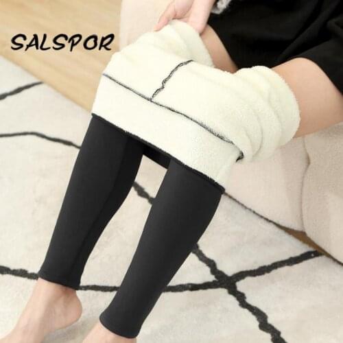 SALSPOR S-3XL Winter Thick Leggings Women Plus Velvet High Waist Keep Warm Stretchy Legging Large Size Casual Pants Female