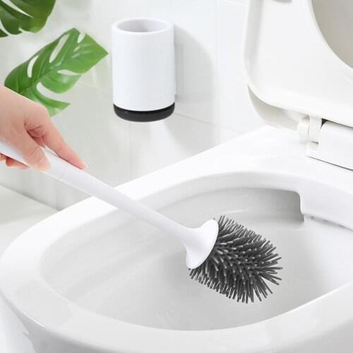Bath Brush Rubber Head Holder Cleaning Brush For Toilet Free Punching Wall Hanging Home Floor Cleaning Bathroom WC Accessories