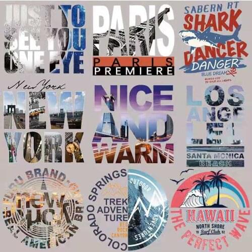 Iron on Transfer Patches for Clothes Fashion Letters Heat Thermo Transfer Stickers Badges Washable DIY T-shirt Bags