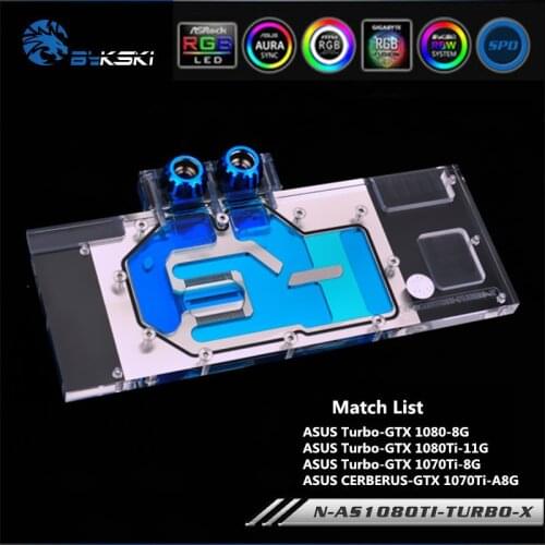 Bykski N-AS1080TI-TURBO-X Full Cove GPU Water Block For VGA ASUS TURBO-GTX1080Ti 1080 Graphics Card Water Cooling GPU Heat Sink