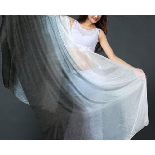 Black White Gradient Women Belly Dance Silk Veils 100% Real Silk 250*114cm(98"*45")