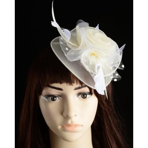 2019 Ladies Royal Fascinators Wedding Races Sinamay Cocktail Fascinator Women Linen Feather Hat Party Fedora Cap