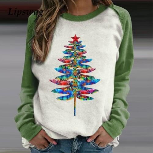 2020 Christmas Fashion Sweatshirt Women Autumn Long Sleeve Casual Tops Pullover Elegant Female O Neck Loose Streewear Shirt 3XL
