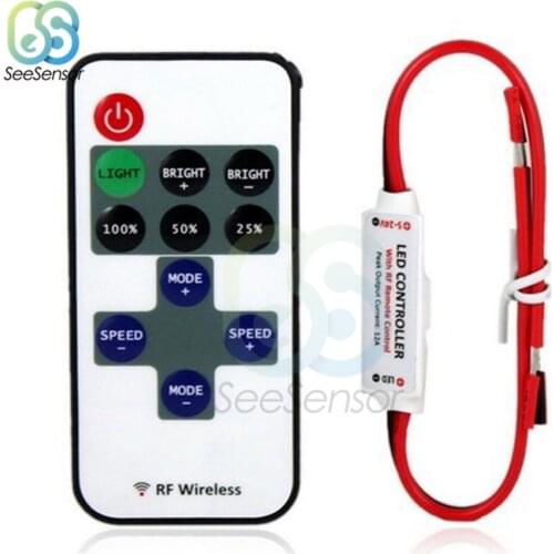 1Set 12V RF Wireless Controller Switch LED Dimmer with Remote Switch In-line LED Light Controller/Dimmer for RGB LED Strip Light