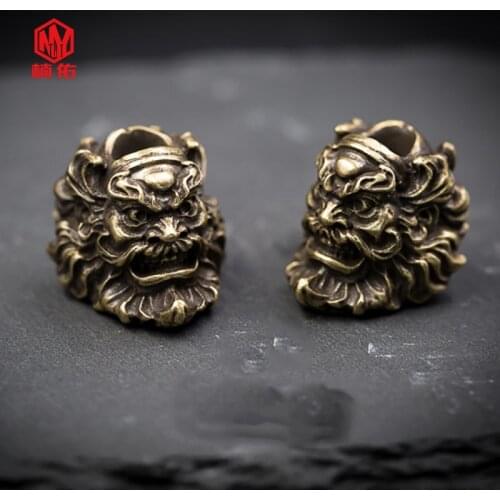 1PC Original Handmade Zhong Kui Retro Brass Copper Oxide EDC Paracord Beads Umbrella Rope Cord Lanyard Pendants Knife Beads
