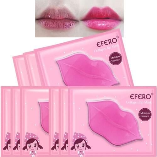 10pcs Plump Lip Crystal Collagen Lip Mask Whitening Moisturizing Essence Lip Care Anti-wrinkle Repair Mask Patch Anti Ageing