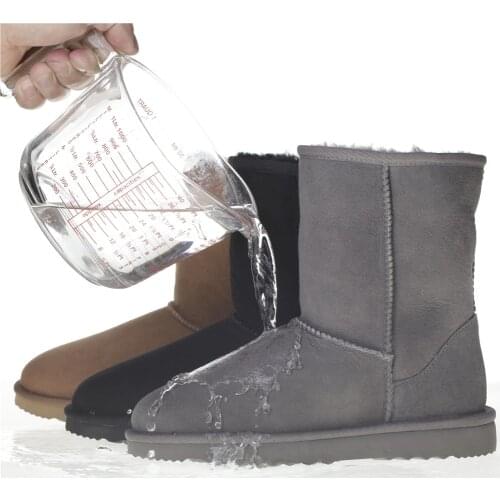 100% Genuine Sheepskin Leather Snow Boots Natural Fur Winter Boots Waterproof Warm Wool Boots Women boots 5825