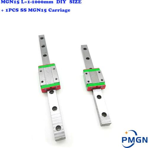15mm Linear Guide MGN15 L= 100 200 300 350 400 450 500 550 600 700 800 mm Linear Rail Way + MGN15C or MGN15H Linear SS Carriage