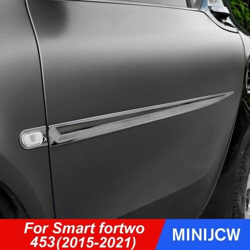 2pcs Car Body Door Side Stainless Steel Trim Sticker Shell Cover Exterior Decor Protector For New Smart 453 fortwo Accessories