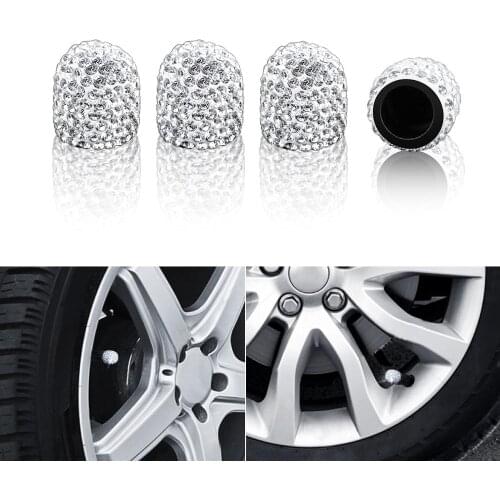 4Pcs/Lot Car Tire Valve Caps Diamond Shining Soft Clay Rhinestone Air Caps Diamond Blink Automobile Accessories