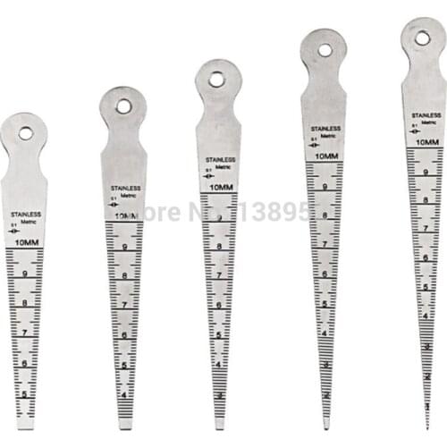 5pcs/set 1-10mm Stainless steel Taper Gauge Aperture Scale Wedge Feeler For Drill Hole Measurement Tools 5 Branch Gap Ruler