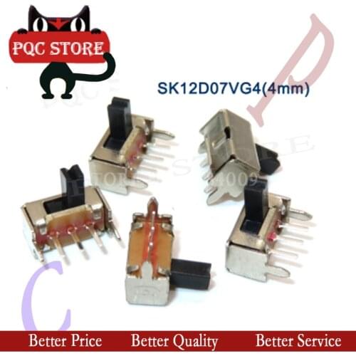 50PCS Wholesale Toggle Switch SK12D07VG4 Stents Small Toggle Switch 4MM High Miniature Slide Switch Side Knob