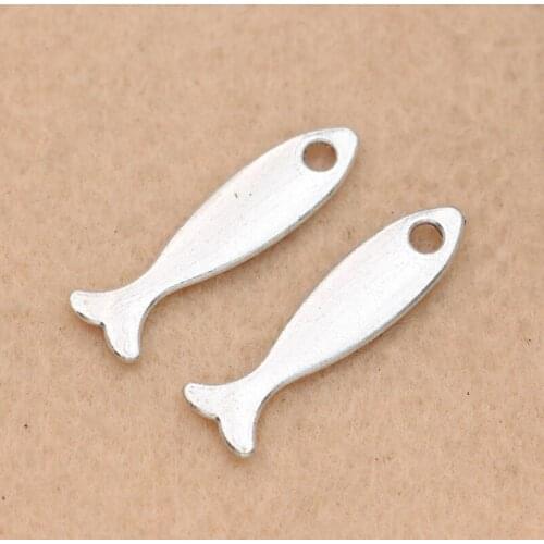 Antique Silver Plated Fish Charms Pendant Jewelry Making Bracelet Necklace Findings DIY Accessories 27x7mm 10pcs/lot