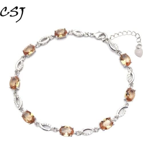 CSJ Zultanite Bracelet Sterling 925 Silver Oval Cut Created Sultanite Color Chance Fine Jewelry Women Wedding Party Gift