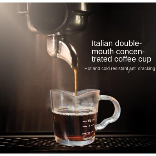 Two-mouth espresso cup with scale high temperature resistant glass measuring cup small milk cup espresso ounce cup
