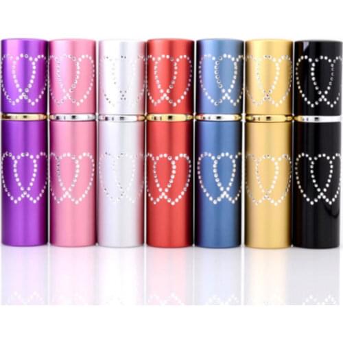 180pcs 10ml Double heart Perfume fine mist spray bottle Portable aluminum cosmetics water glass bottle Travel Refillable Bottles
