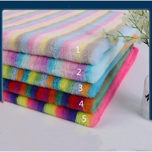 800g thickened imitation rabbit fur flannel fabric colourfu stripe pattern Plush Fabric For Coat Bag Carpet Homedecor 100x160cm