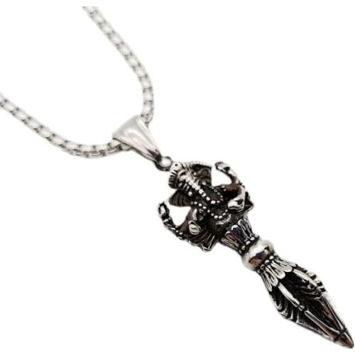Indian Ganesha pendant necklace Vintage 316L stainless steel Ganesha elephant God of Fortune religious necklace amulet jewelry