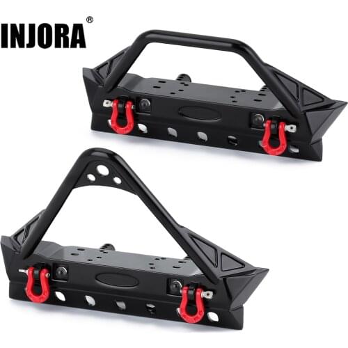 INJORA Metal Front Bumper with Lights for 1/10 RC Crawler Traxxas TRX4 Axial SCX10 90046 & SCX10 III AXI03007 AXI03003