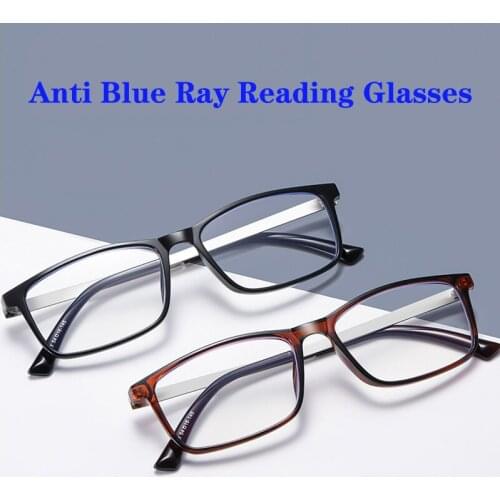 Classic Retro Anti Blue Ray Reading Glasses Men Women Universal TR90 Alloy Rectangular Frame With Degree Lens Plus +1.0 To +4.0