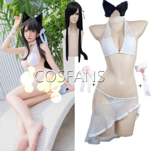 Azur Lane Atago Cosplay Costume Bikini Swimsuit Swimwear Sweet Halloween Suit For Women Outfit New Bikini cosplay costume wig