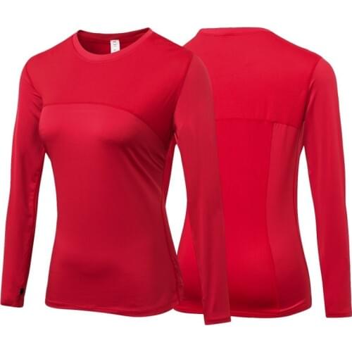 Hot sale top Gym Long Sleeve Compression Women Sport T-shirts Dry Quick Running Fitness Womens Clothes Tees tops