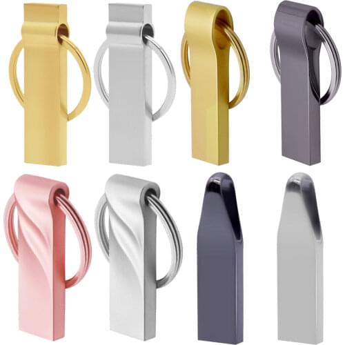 USB 2.0 metal Waterproof Key chain USB Flash Drives pen drive 64GB 32GB 16GB 8GB 4GB memory stick U disk custom logo for gift