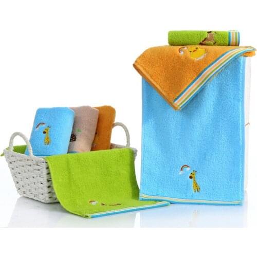 25x50cm 100% Cotton Cartoon Animal Embroidered Soft Candy Color Baby Children Kid Bathroom Hand Face Towel