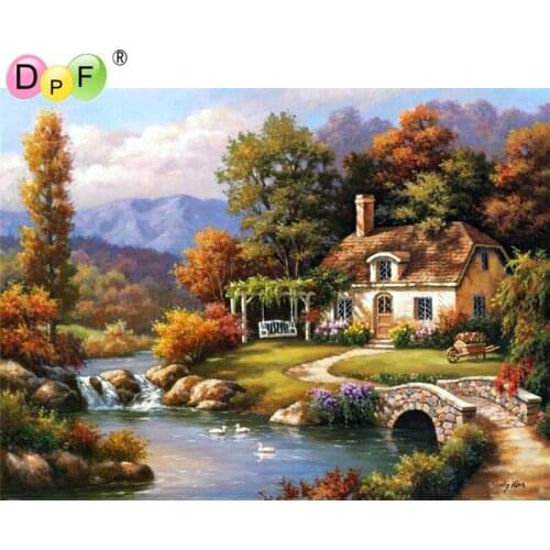 5D DIY Diamond Embroidery Painting Cross Stitch Mountain Houses Home Decorative square Full Mosaic Crafts 3d Kit For Needlework