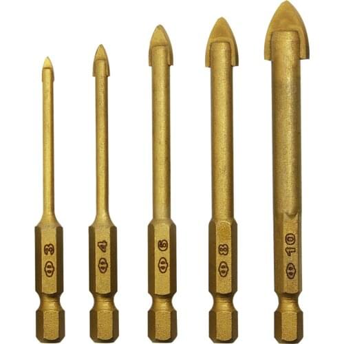 5pcs Glass Ceramic Drill Bit Set 3 4 6 8 10mm Power Tools Accessrories Drywall Tools 1/4” Hex Shank Tungsten Carbide Tip