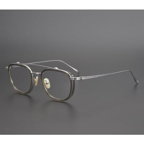 High Quality Brand Designer Titanium Glasses Frame Men Women Computer Eyeglasses Myopia Prescription Eyewear(With Acetate Ring)