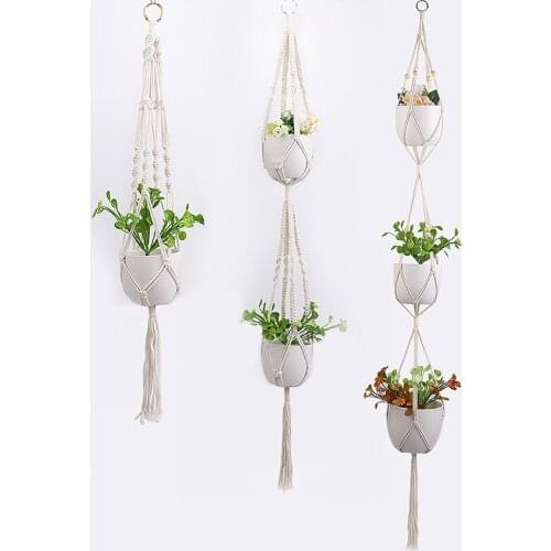 Hanging Plant Handmade Macrame Plant Hanger Flower Pot Planter Hanger Wall Decor Courtyard Garden Handmade Hanging Basket