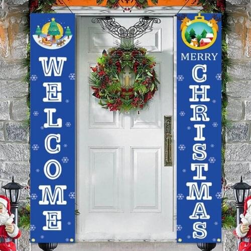 Christma Welcome Letter Blue Tapestry Macrame Wall Hanging Decor Curtain Couplet Halloween Graduation Banners Layout Wall Carpet