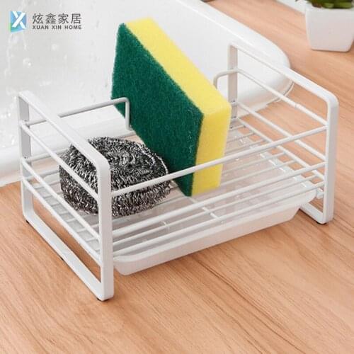 Sponge Drain Storage Rack Sink Holder Kitchen Countertop Brush Bowl Rag Hanger Bathroom Soap Shelf Home Accessories